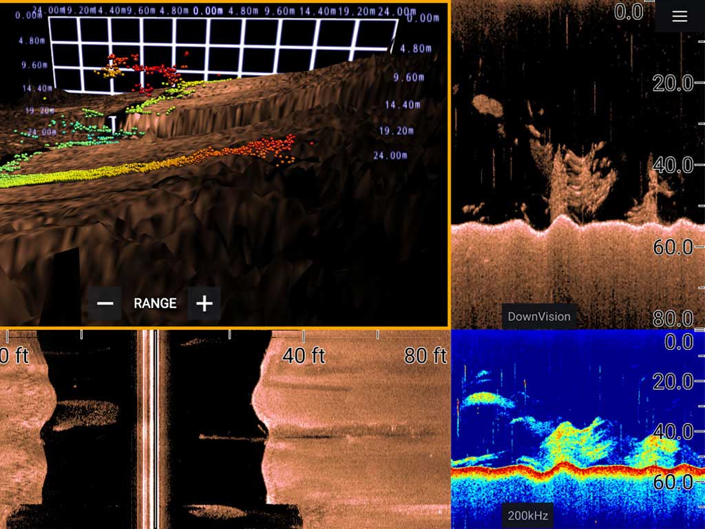 Raymarine Axiom+ 7 inch High-Performance Multifunction Navigation Display Axiom Sonar 3 all in one transducers 1024