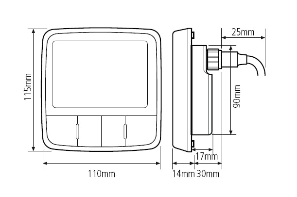 Raymarine i50 Instrument Display Dimensions