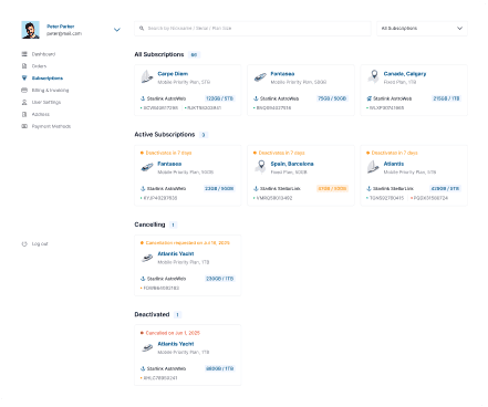 Starlink Subscriptions management Features 2