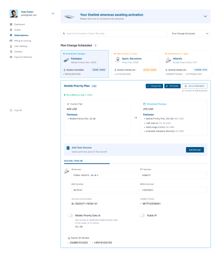 Starlink Subscriptions management Features 3